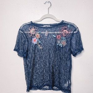 Zara Lace Embroidered Floral Blouse